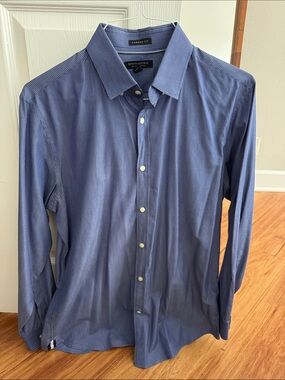 Banana Republic Men's Navy Micro-Stripe Dress Shirt - Camden Fit
